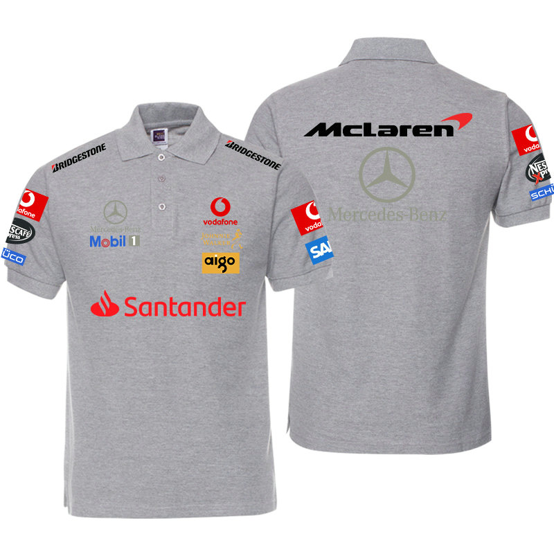 Polo McLaren Mercedes-Benz Santander Homme Sans Repassage Coton Couleur Unie